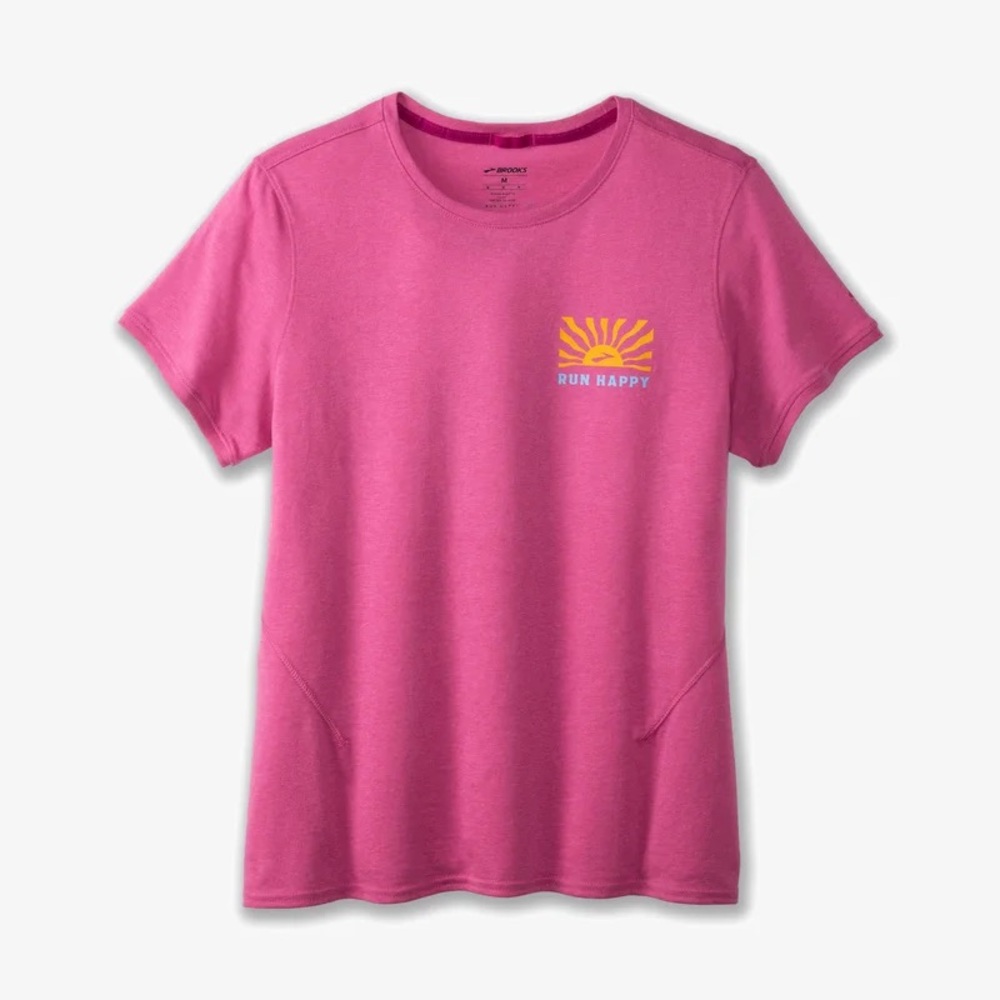 ⬇️ Brooks DISTANCE SHORT SLEEVE 2.0 T-shirt - frosted mauve sunny pink Size XXL